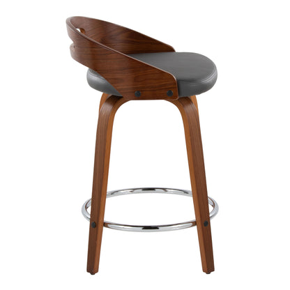 Cassis - Mid Century Modern Fixed Height Counter Stool With Swivel With Round Footrest (Set of 2)