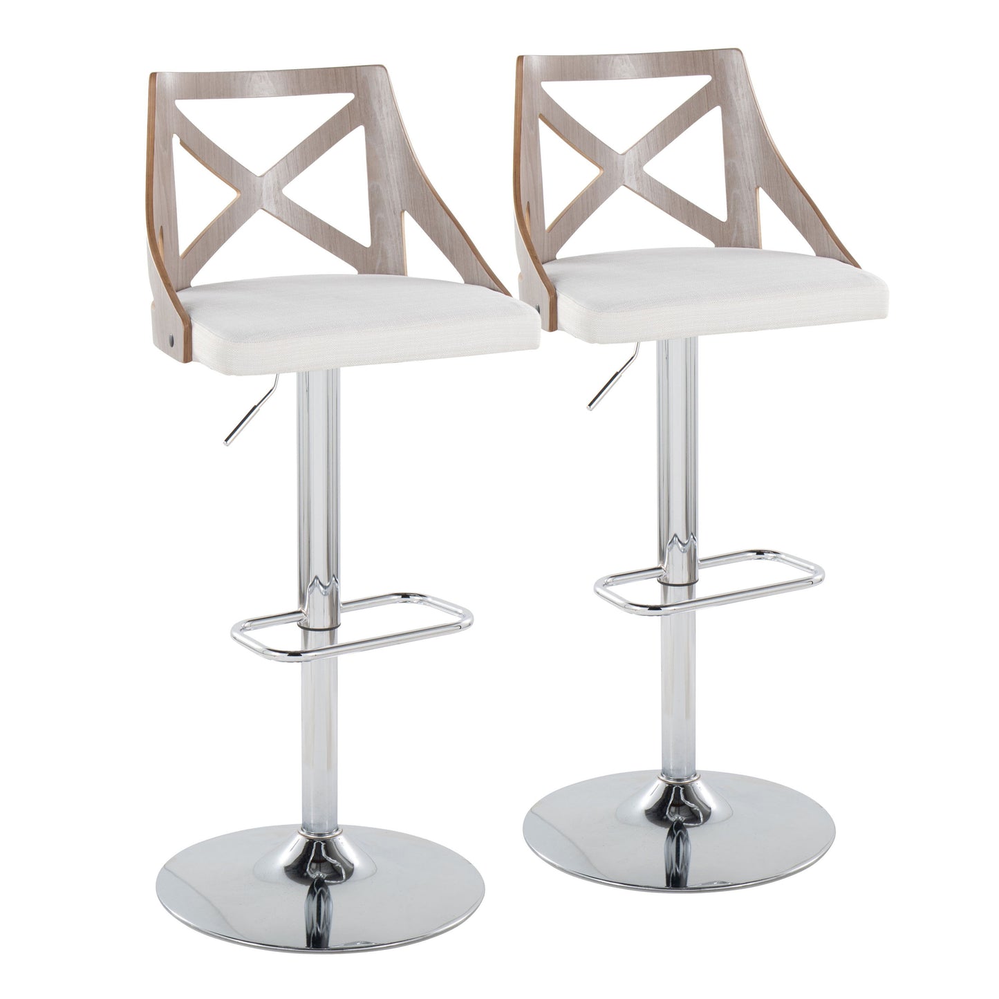 Charlotte - Farmhouse Adjustable Height Barstool With Swivel Rounded Rectangle Footrest (Set of 2)