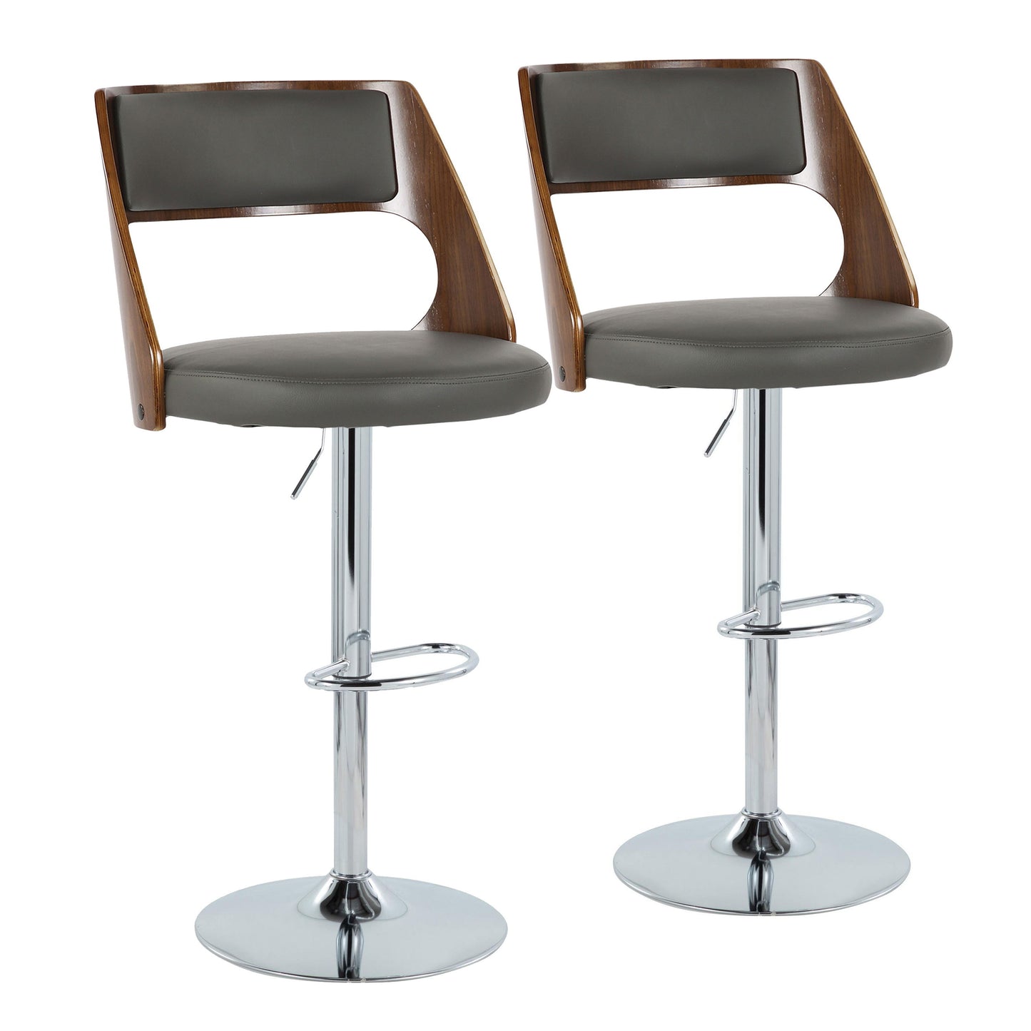 Cecina - Mid-Century Modern Adjustable Height Barstool Wth Swivel And Oval Footrest (Set of 2)