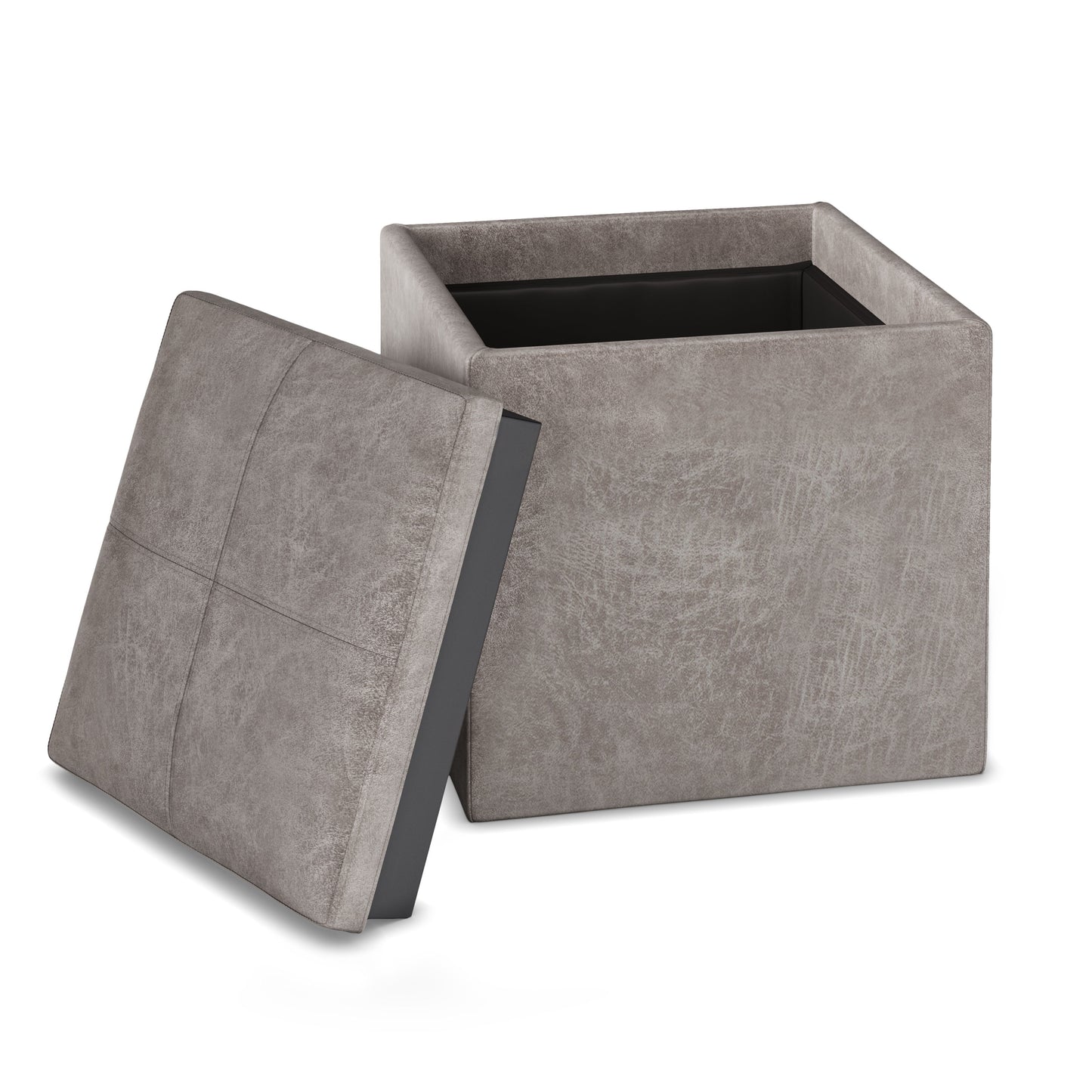 Rockwood - Upholstered Cube Storage Ottoman With Tray