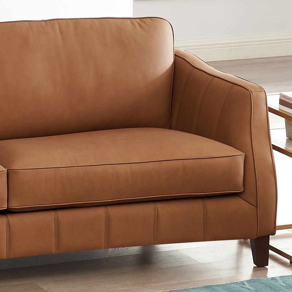 Aria-Top Grain Leather Sofa Couch - Brown