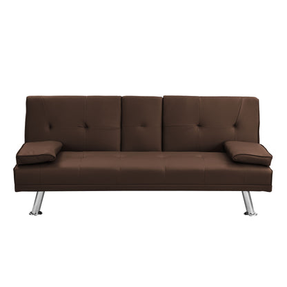 Futon Sofa Bed With Armrest Two Holders