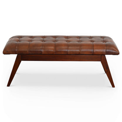 Maja - Mid-Century Modern Leather Bench - Cognac / Dark Brown