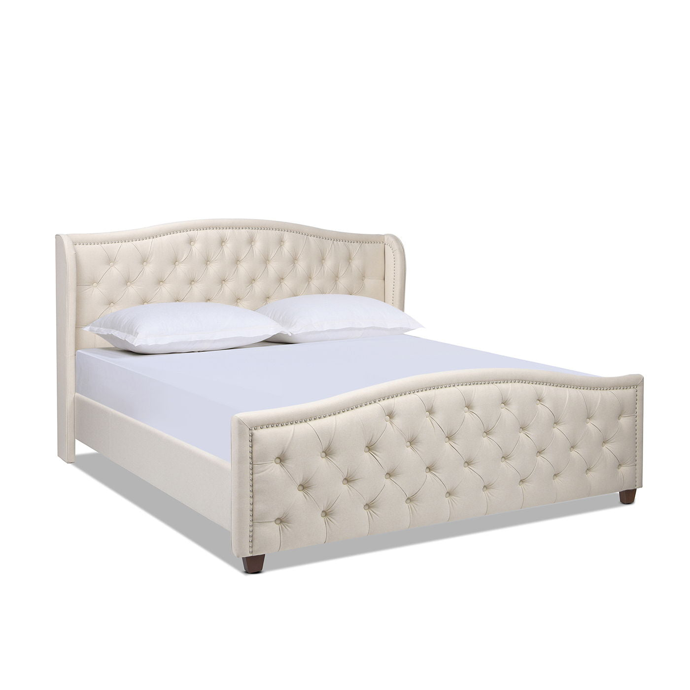 Fontana - Handcrafted Wingback Upholstered Platform Bed Frame