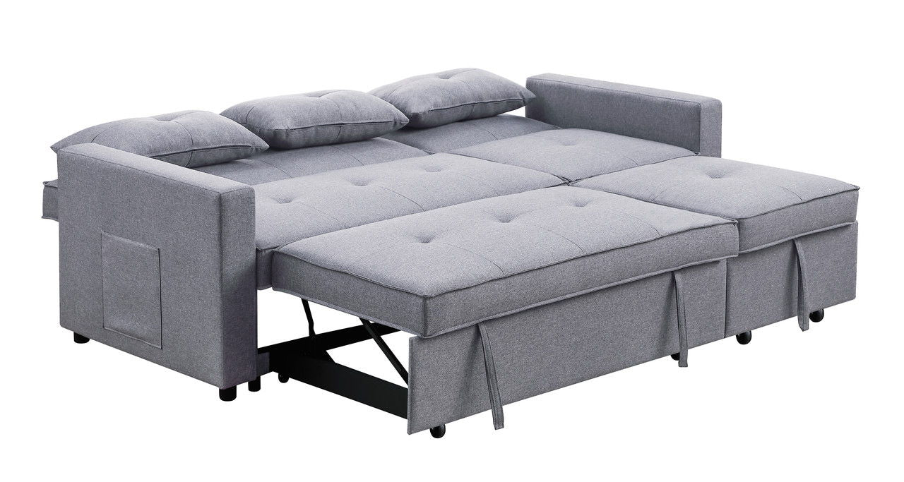 Zoey - Linen Convertible Sleeper Sofa With Side Pocket