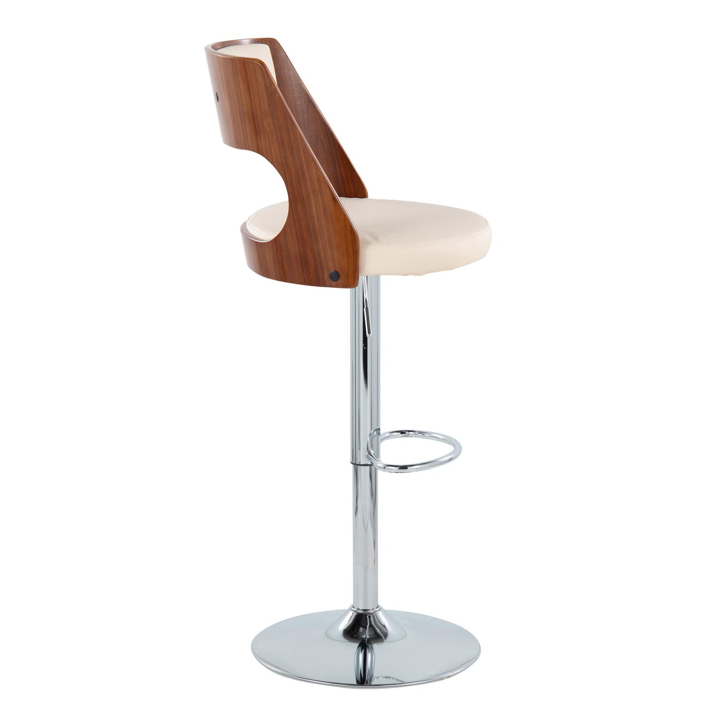 Cecina - Mid-Century Modern Adjustable Height Barstool Wth Swivel And Oval Footrest (Set of 2)