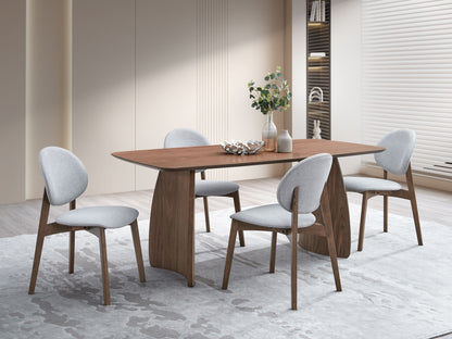 Hadasa - 5 Pieces Dining Room Set - Walnut / Light Gray