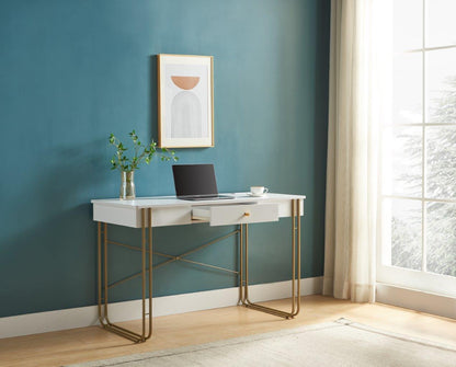 Computer Desk Writing Desk With One Drawer, Metal Legs And USB Outlet Port