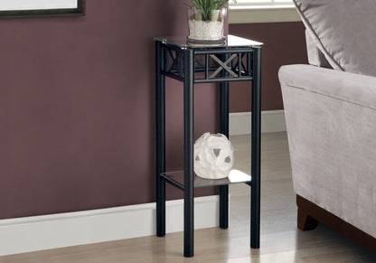 Accent Table Plant Stand Square For Living Room Tempered Glass