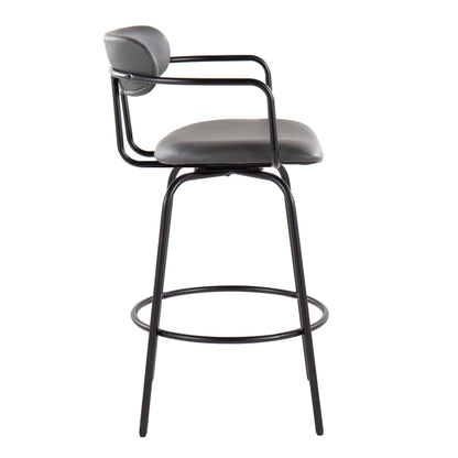 Demi - Contemporary Fixed Height Counter Stool With Swivel With Round Footrest (Set of 2)