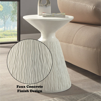 Duane - Fiber Concrete Accent Table - White