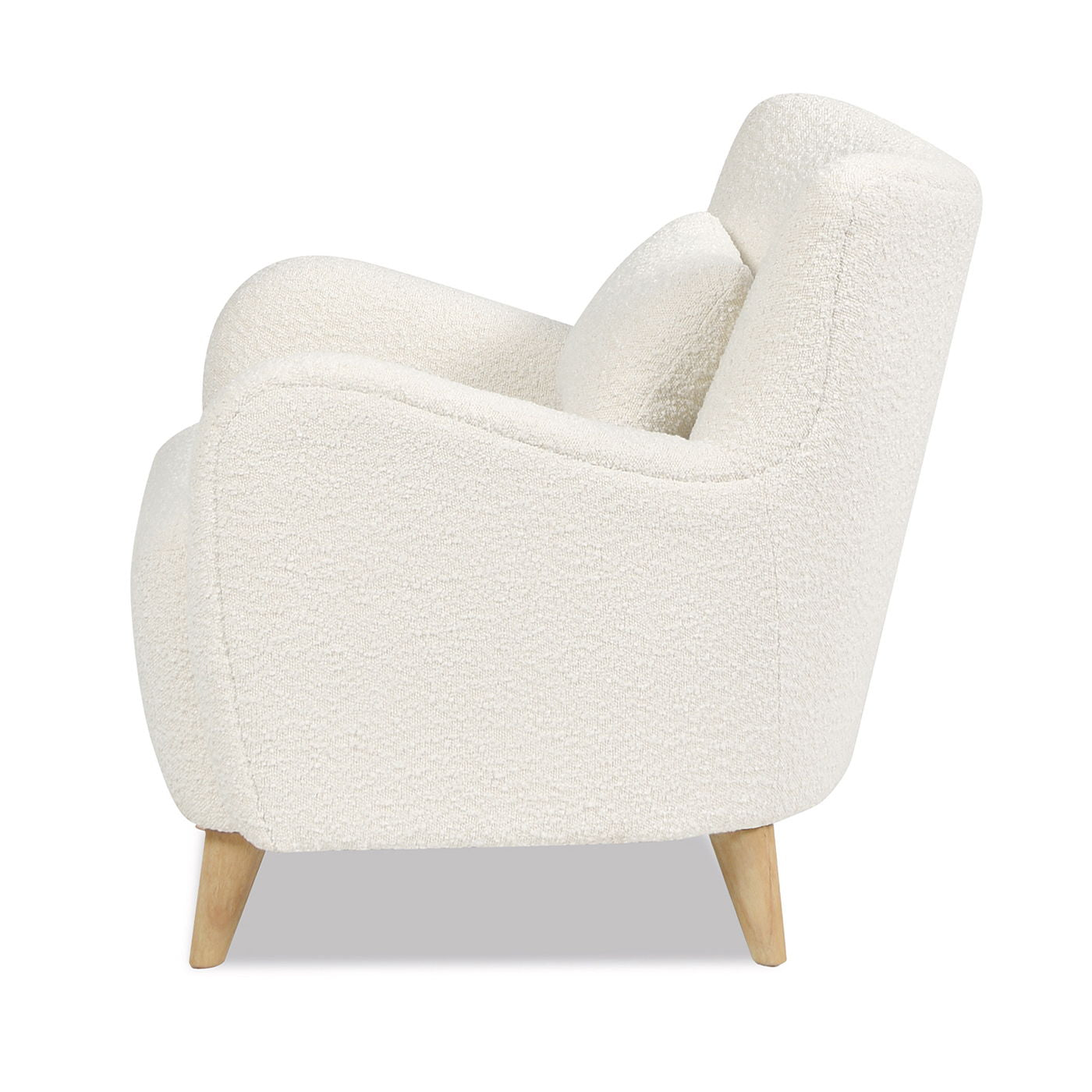 Lune - Curved Arm Accent Chair With Lumbar Pillow - Ivory White