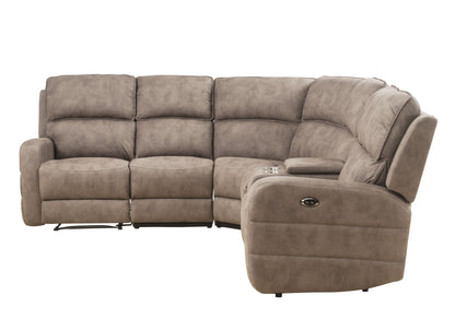 Olwen - Nubuck Power Recliner Sectional Sofa With USB Port - Mocha