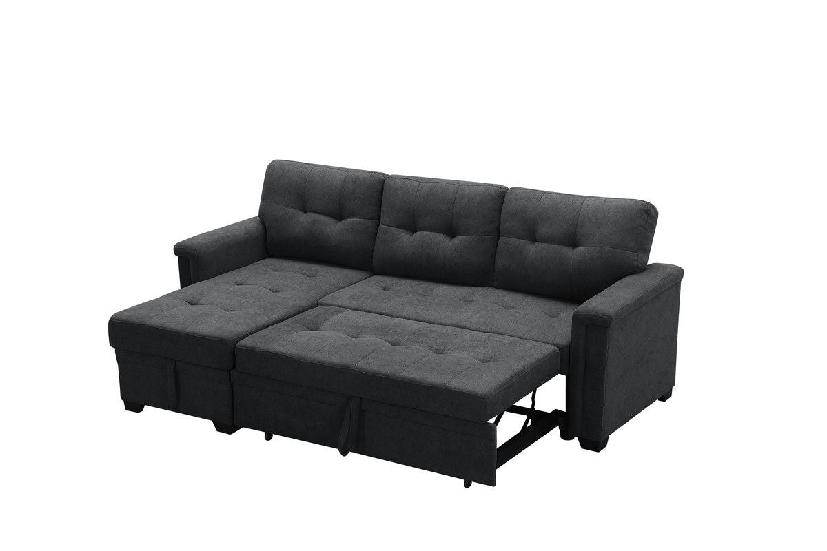 Ashlyn - Sleeper Sectional Sofa Chaise With USB Charger And Tablet Pocket - Dark Gray