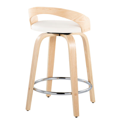 Grotto - Contemporary Fixed Height Counter Stool & Swivel, Round Footrest (Set of 2)