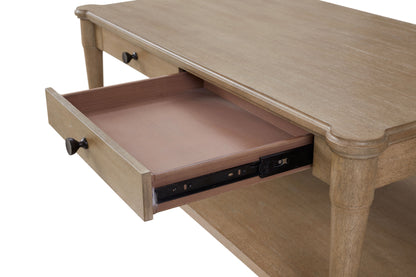 Cocktail Table With Two Storage Drawers And Casters