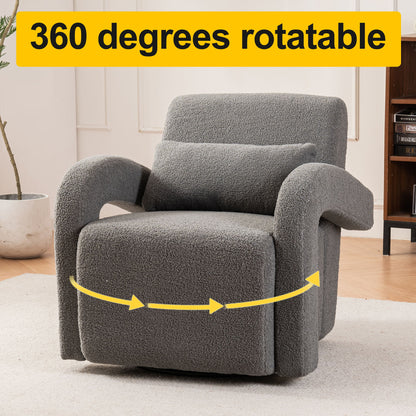 Cozy Teddy Fabric Armchair, Modern Sturdy Lounge Chair With Curved Arms And Thick Cushioning For Plush Comfort