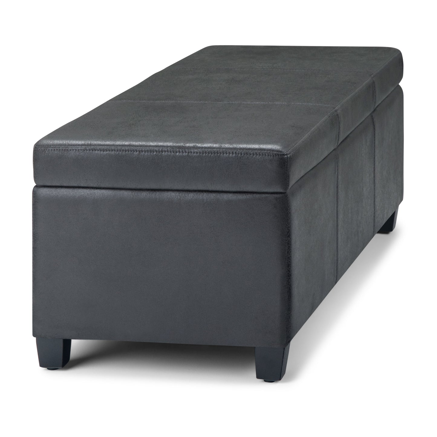 Avalon - Storage Ottoman Bench - Distressed Black