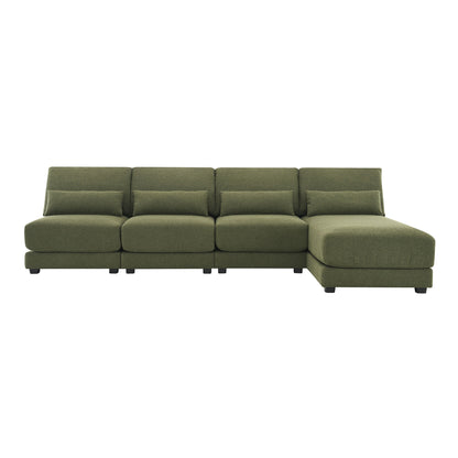 Oversized Deep Seat Sectional Sofa With Reversible Chaise, Loop Yarn Fabric 5-Seat Armless Indoor Furniture, Convertible L-Shaped Couch For Living Room, Apartment