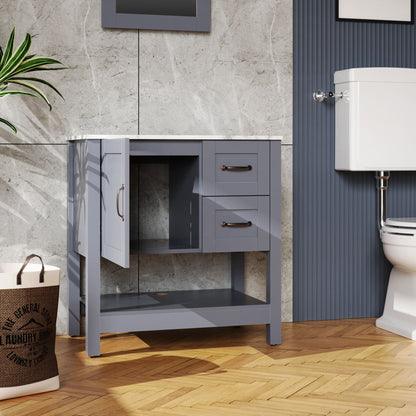 Bathroom Vanity With Mirror And Top Only - Gray