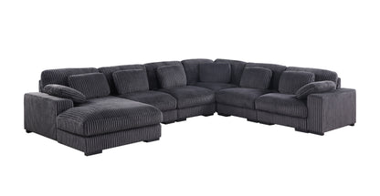 Nadine - Corduroy Modular Corner Sectional Sofa With Left Facing Chaise