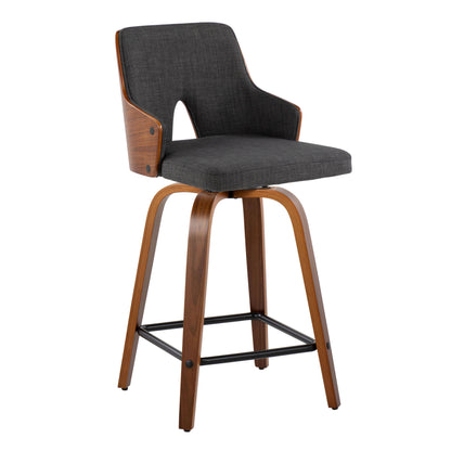 Stella - Mid Century Modern Fixed Height Counter Stool With Swivel (Set of 2)