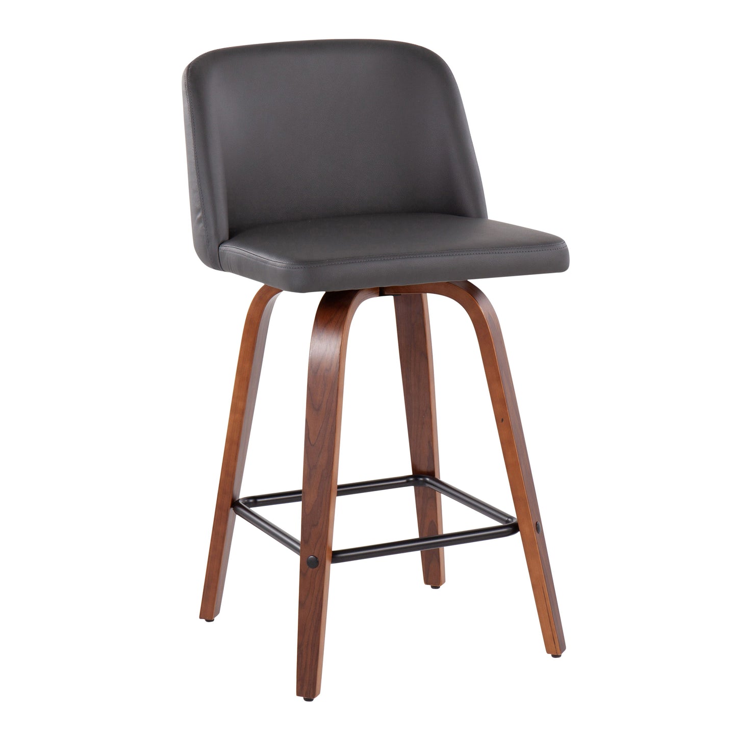 Toriano - Mid Century Modern Fixed Height Counter Stool & Square Footrest (Set of 2)