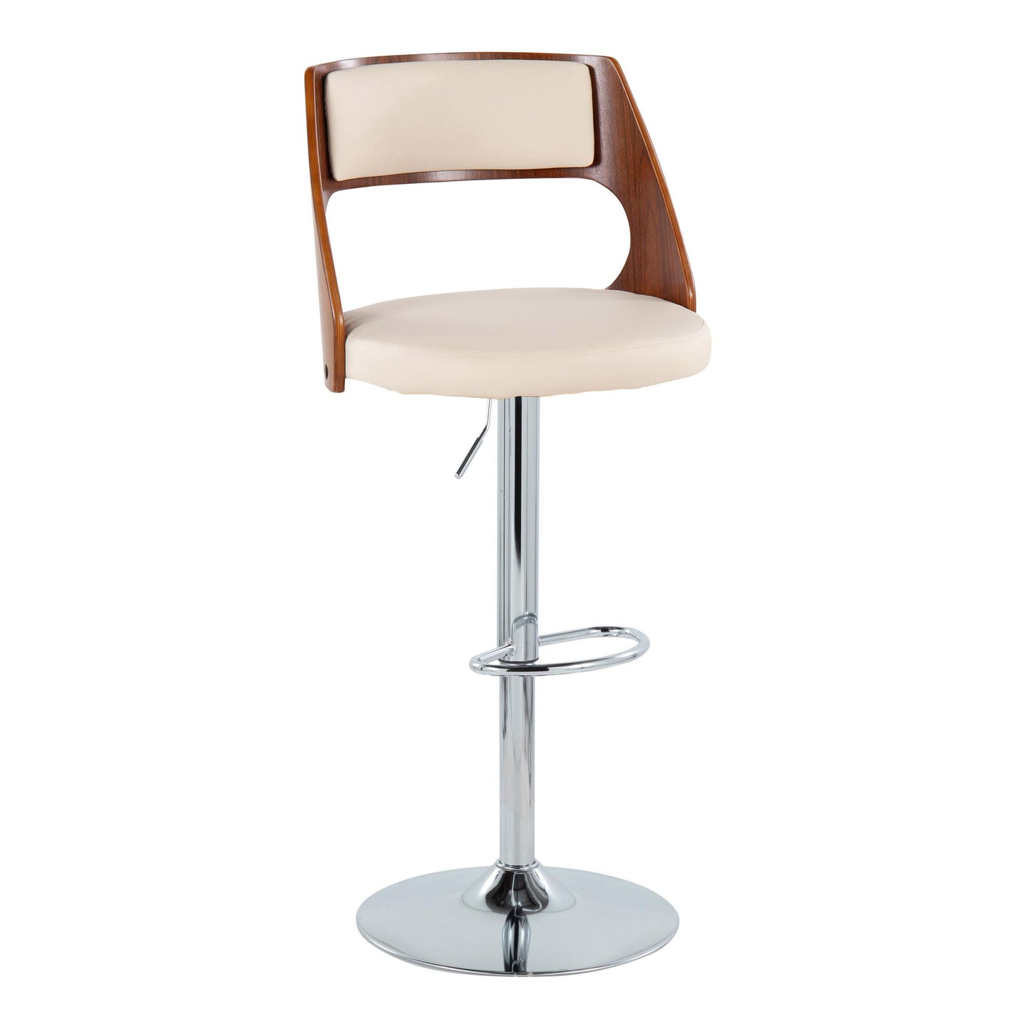 Cecina - Mid-Century Modern Adjustable Height Barstool Wth Swivel And Oval Footrest (Set of 2)