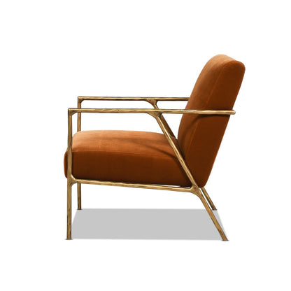 Aerin - Hammered Brass Upholstered Accent Arm Chair