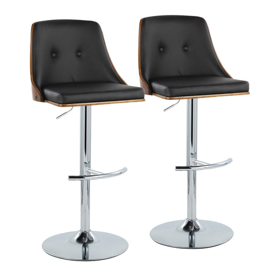 Gianna - Mid Century Modern Adjustable Barstool With Swivel With Rounded T Footrest (Set of 2)