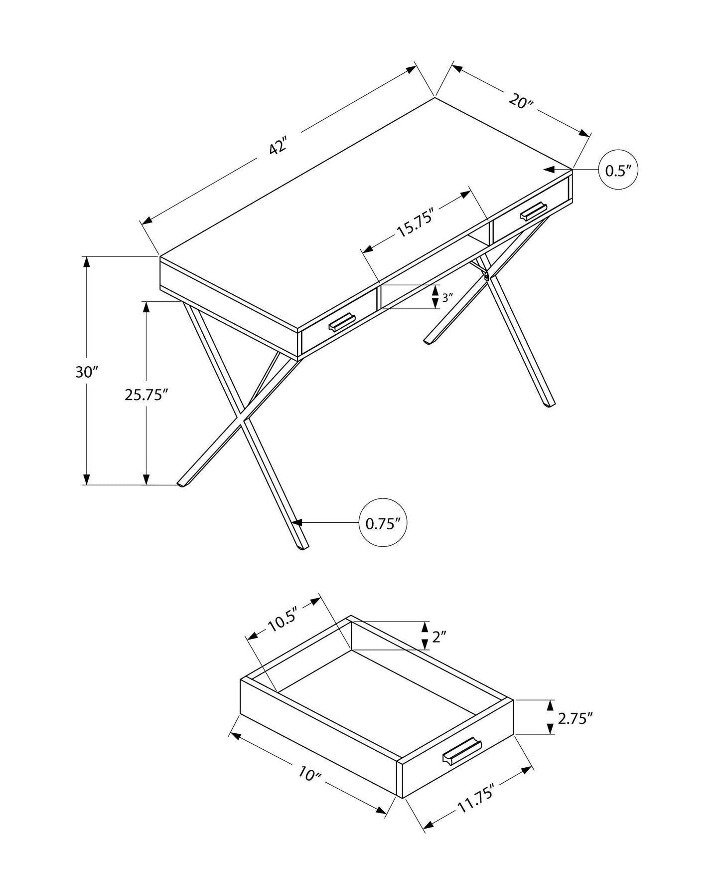 Computer Desk, Home Office, Laptop, Left / Right Set-Up, Storage Drawers, Work, Contemporary, Modern