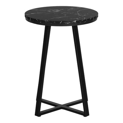 Accent Table, Side, Round Marble Look Contemporary & Modern - Black