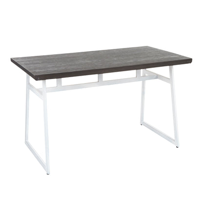 Geo - Industrial Dining Table - Vintage White / Espresso