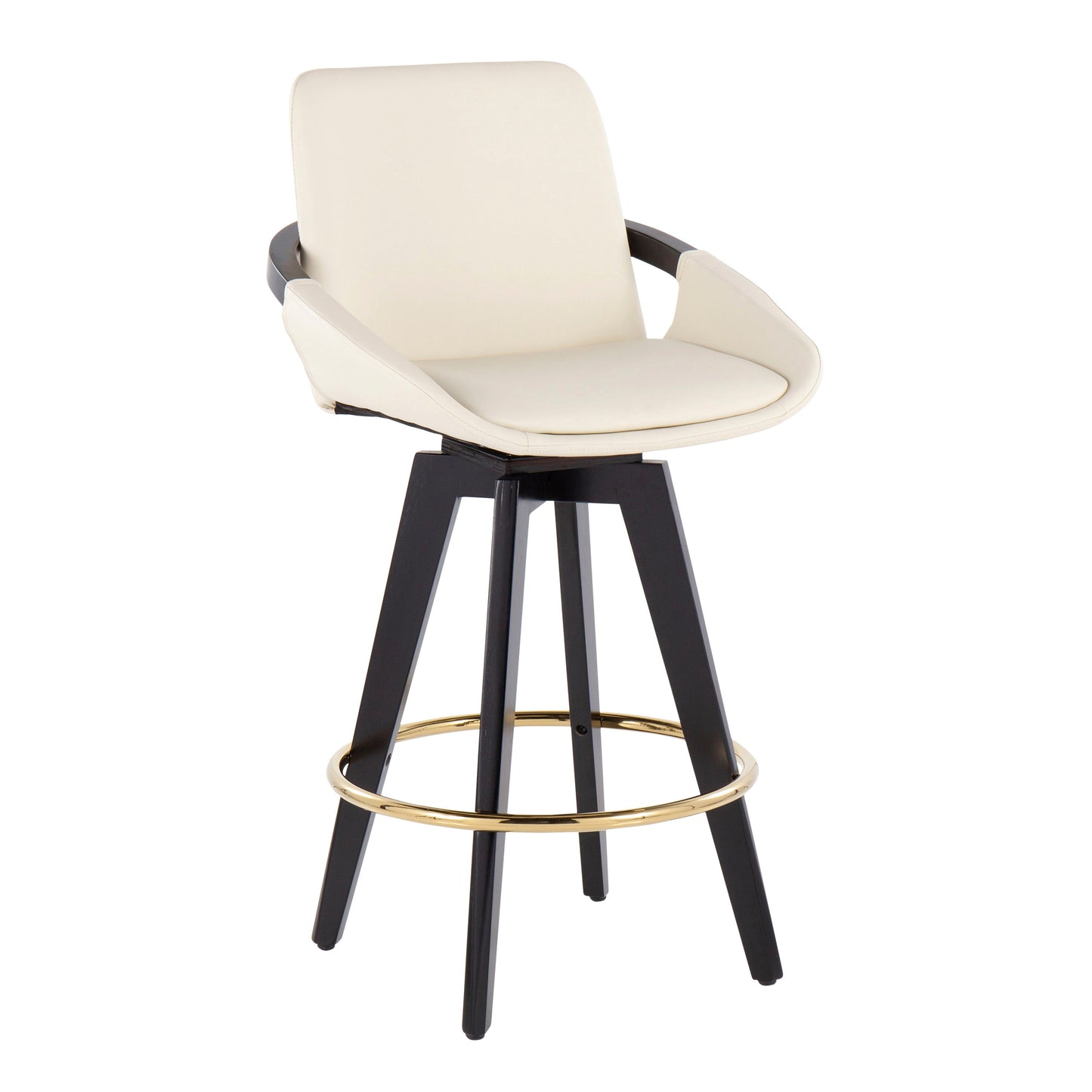 Cosmo - Contemporary Fixed Height Counter Stool With Swivel With Round Footrest (Set of 2)