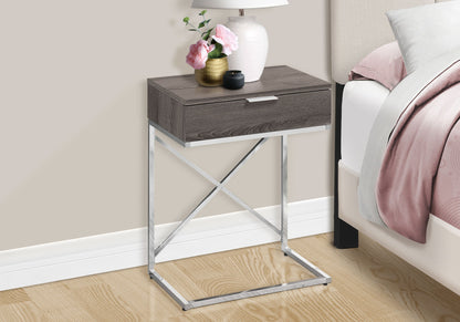 Accent Side Table, Storage Drawer, Contemporary - Taupe