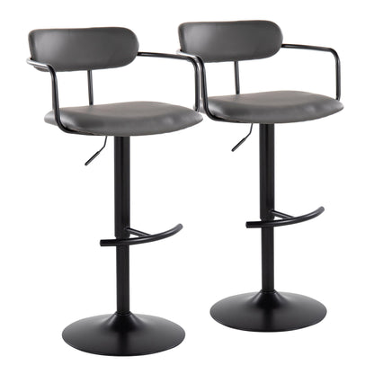 Demi - Contemporary Adjustable Height Barstool With Swivel With Rounded T Footrest (Set of 2)