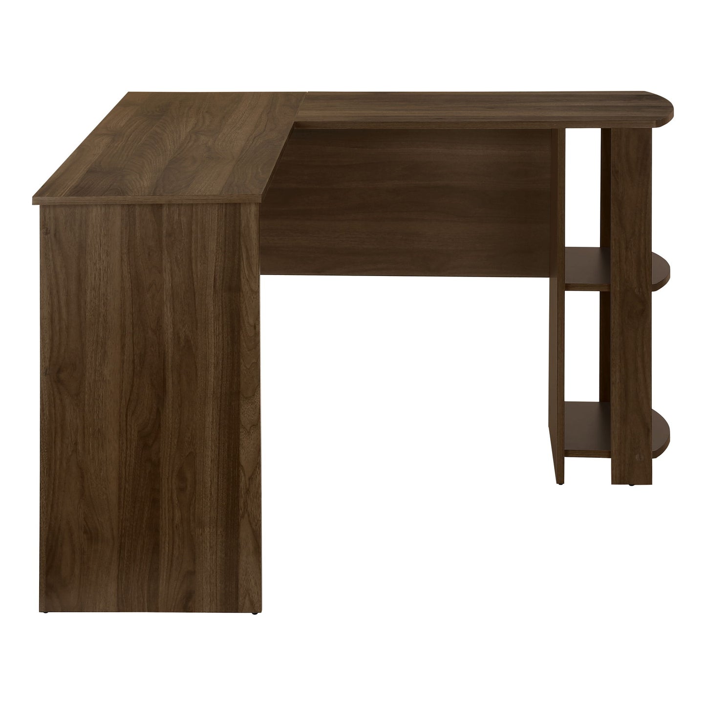 Computer Desk, Home Office, Corner, Storage Shelves, L Shape, Laptop, Contemporary & Modern - Walnut