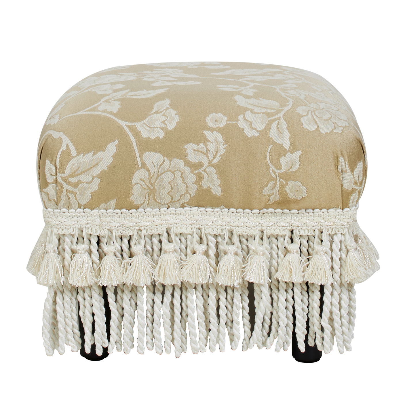 Fiona - Accent Footstool Ottoman - Champagne Beige Floral