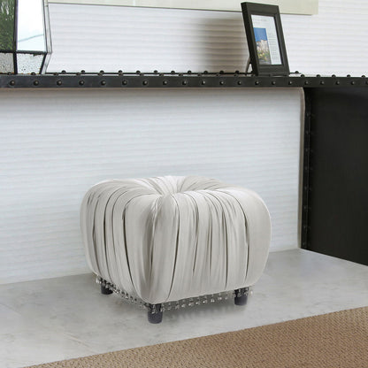 Gracie - Pleated Decorative Ottoman - Flint Gray