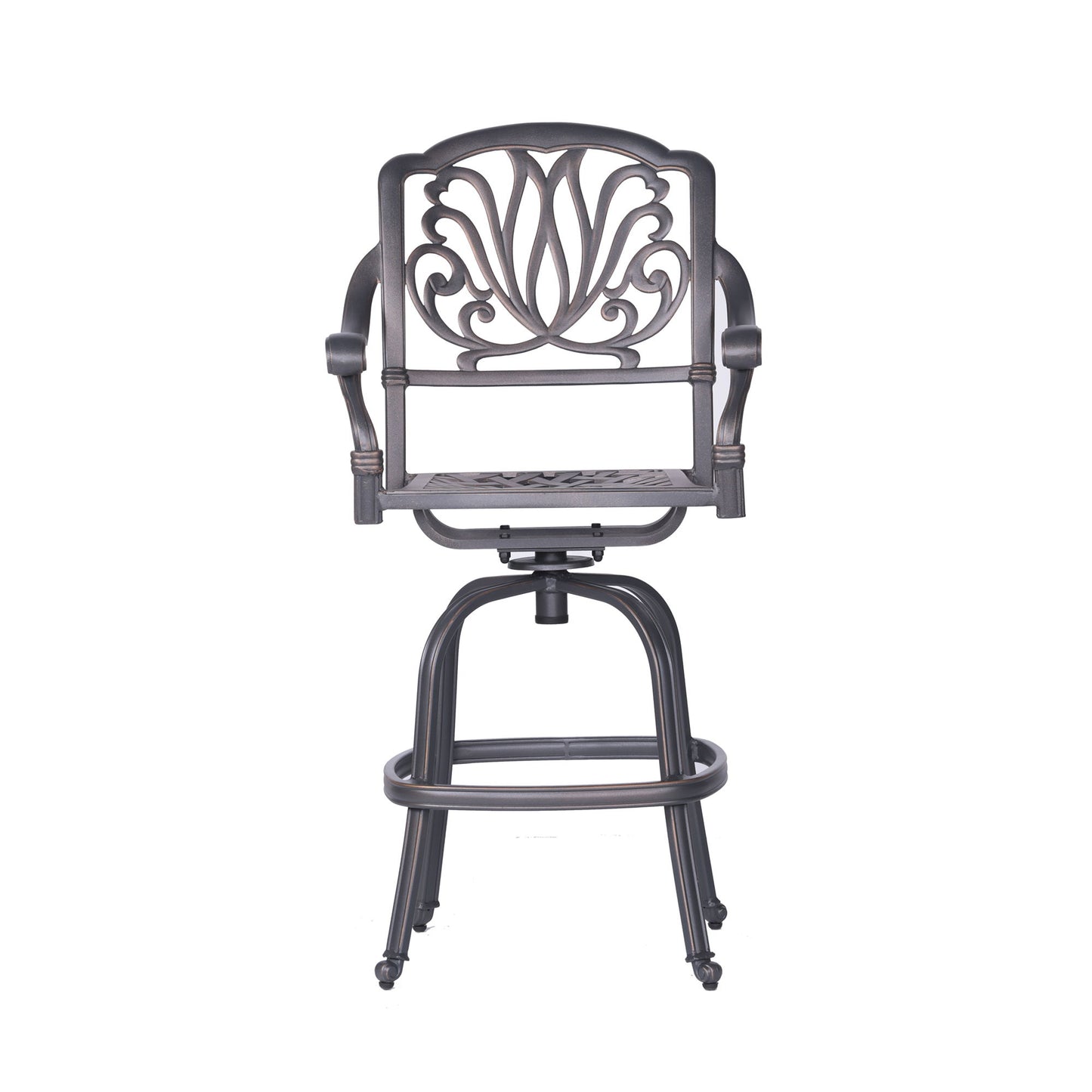 Patio Outdoor Aluminum Swivel Bar Stool With Cushion (Set of 2)