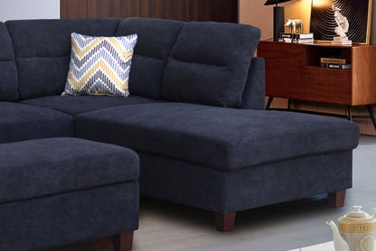 Diego - Fabric Sectional Sofa With Right Facing Chaise, Storage Ottoman, And 2 Accent Pillows