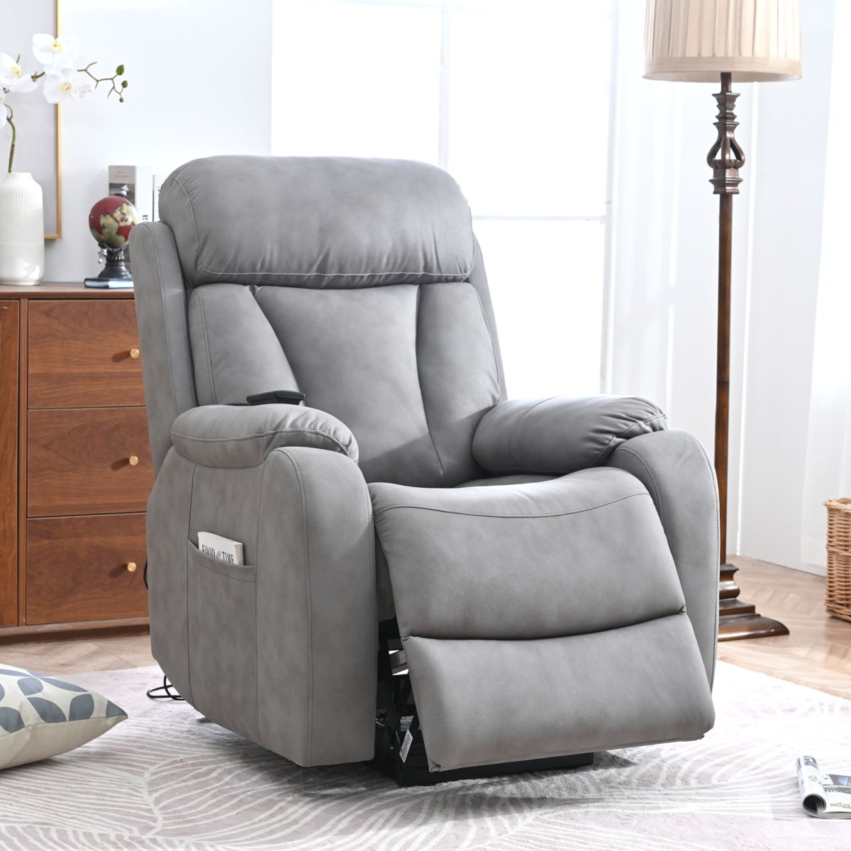 Lift Chair Recliner For Elderly Power Remote Control Recliner Sofa Relax Soft Chair Anti-Skid Australia Cashmere Fabric Furniture Living Room