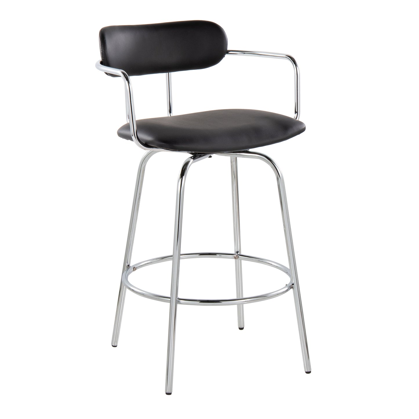 Demi - Contemporary Fixed Height Counter Stool With Swivel With Round Footrest (Set of 2)