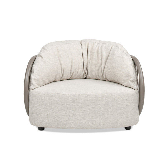 Harper - Barrel Upholstered Patio Deep Seating Armchair Axroma Olefin - Oat Beige