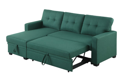 Upholstered Cushions Pull Out Sectional Sofa With Chaise