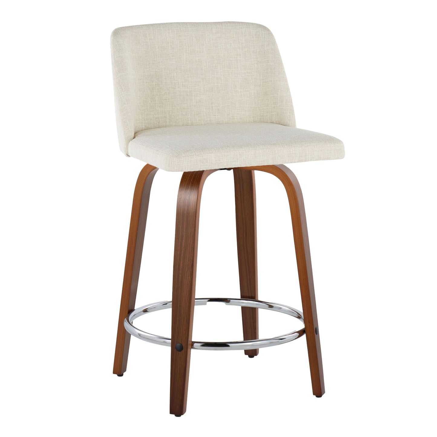 Toriano - Mid Century Modern Fixed Height Counter Stool With Swivel With Round Footrest (Set of 2)