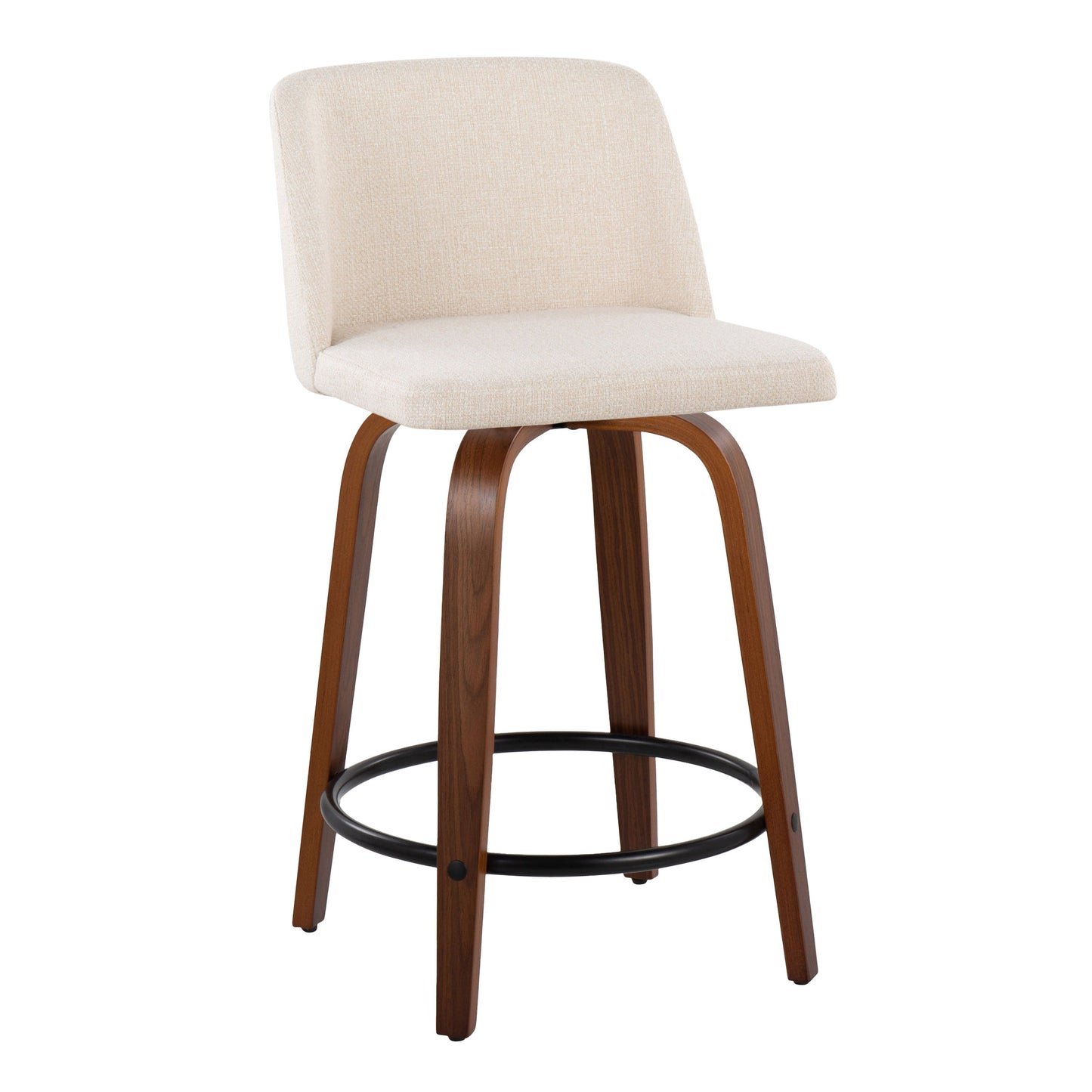 Toriano - Mid Century Modern, Fixed Height Counter Stool & Swivel And Round Footrest (Set of 2)