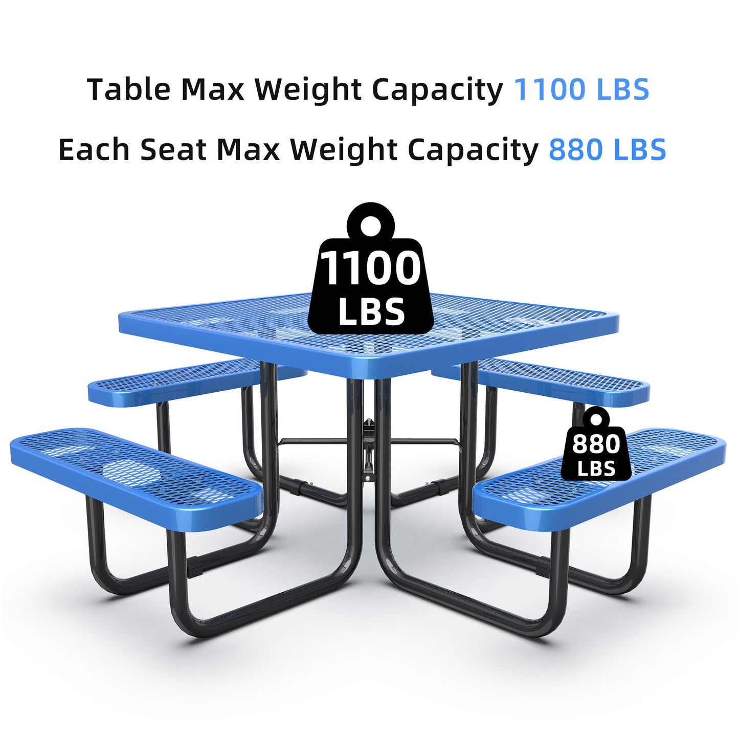 Square Outdoor Picnic Table With Umbrella Pole