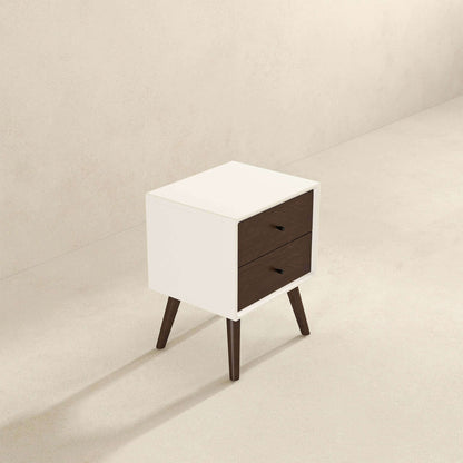 Caroline - Mid-Century Modern Style White Night Stand 2 Drawer