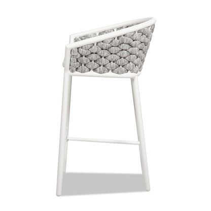 Rowan - Rope Barrel Low Back Patio Counter Stool (Set of 2) - Optic White